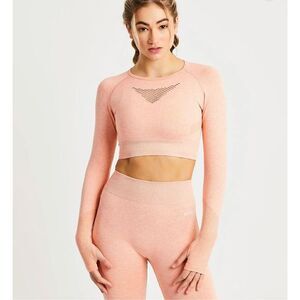 AYBL Motion Seamless Long Sleeve Crop Top peach small